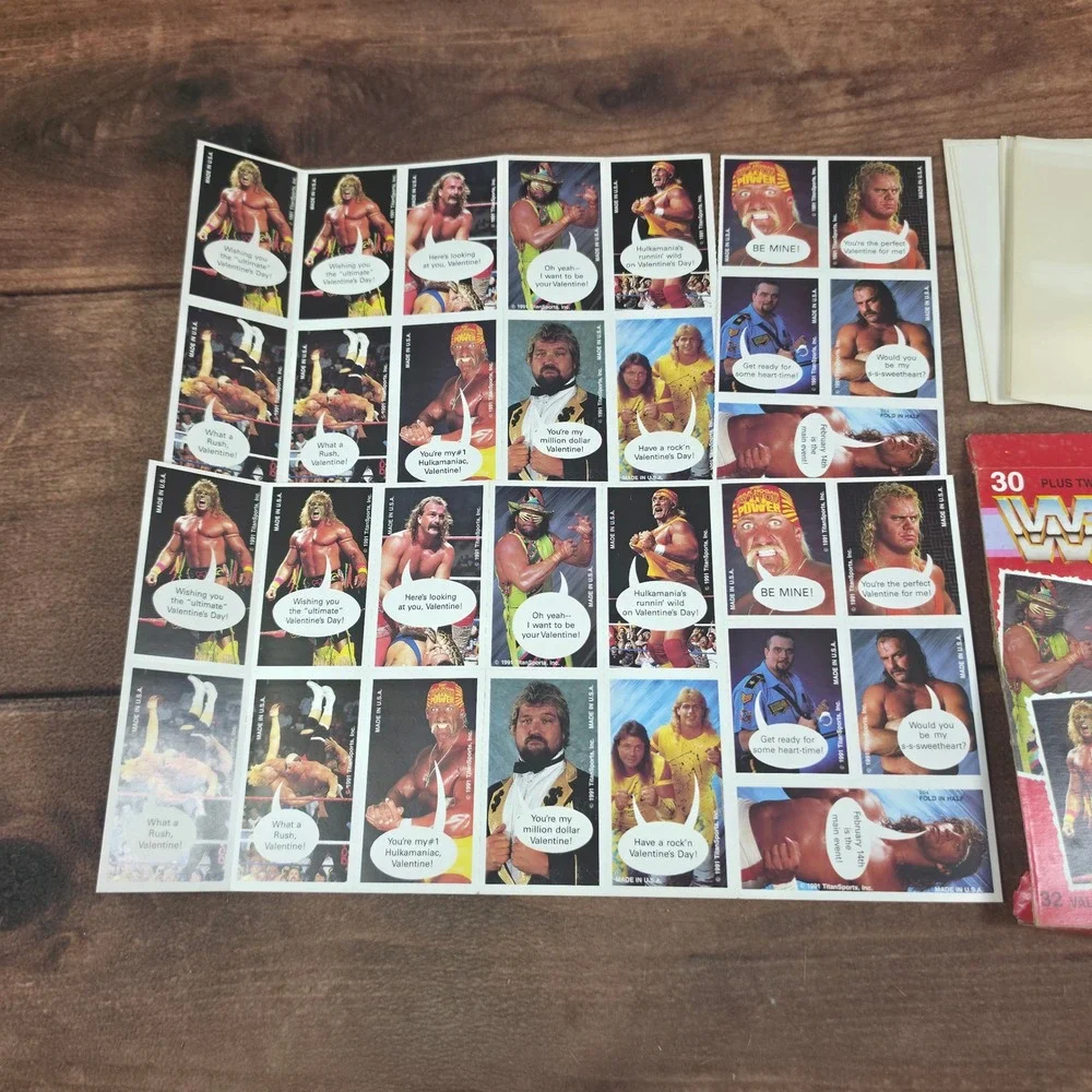 WWF Superstars Valentines Kids OS Red Good 1991 Hulk Hogan Macho Man Retro